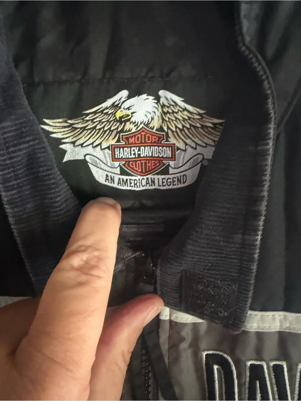 Harley Davidson Racing Jacket‎ Men Black Gray Nylon Windbreaker Zip Up VTG Sz XL